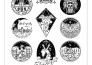 do black and white geometric custom tattoo, monoline logo